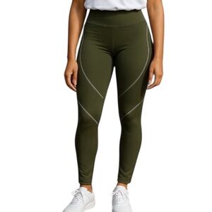 Adidas Olive Green Full Length‎ Leggings with Contour Seams Size XS